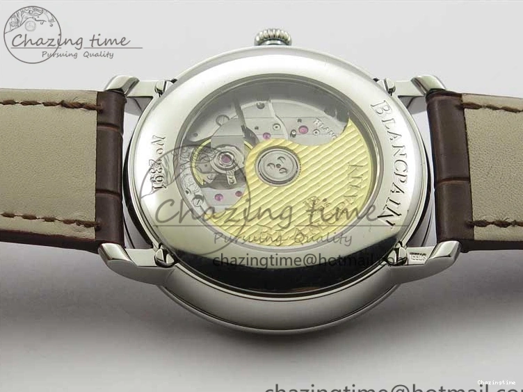 0302 Villeret 6654 SS Complicated Function OMF 1:1 Best Edition White Dial on Brown Leather Strap A6654 V Popular 7904